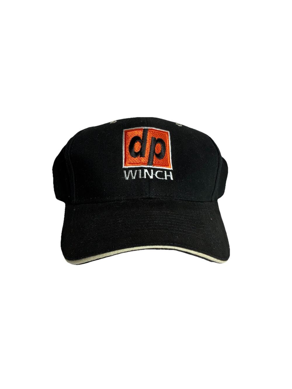 Vintage dp Winch Hat Cap Falcon Headwear Strapback Black Embroidered Trucker 90s
